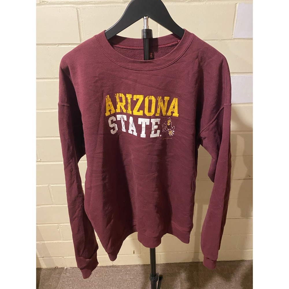 Arizona State Sun Devils Crewneck Sweatshirt Men's Large Maroon Hanes EcoSmart